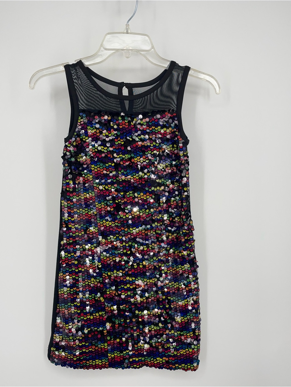 Nicole Miller Black Mesh Mini Dress with Multicolor Sequins